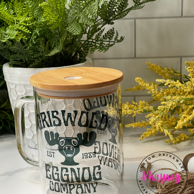 17oz Nostalgic Christmas Clear Glass Coffee Mug with Straw