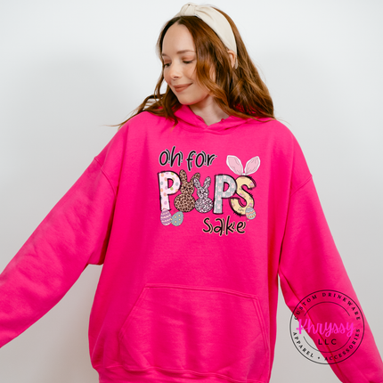 Heliconia  pullover hoodie with a glam leopard bunny and floral print.