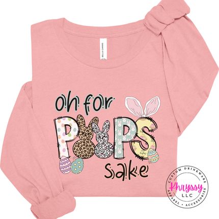 Pink long sleeve tee with a glam leopard bunny and floral print.