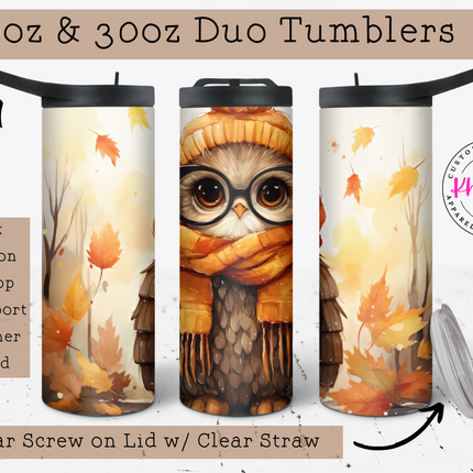 Whooo's Ready for Fall? 20oz Owl Tumbler with Straw