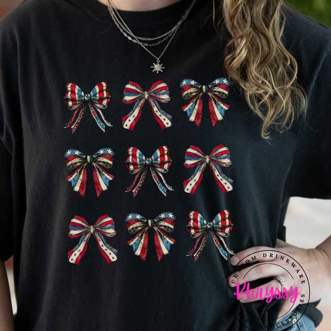 Patriotic Bows Vintage Americana Grid For Festive Celebrations