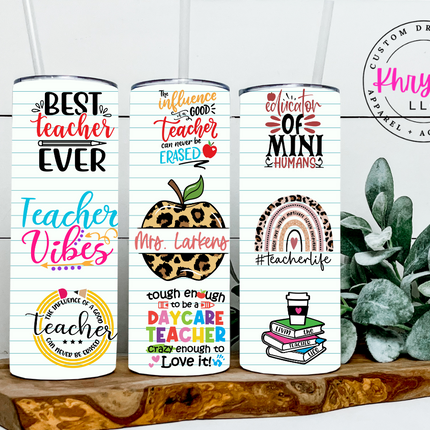 Best Teacher Ever Personalized 20oz Tumbler with Straw