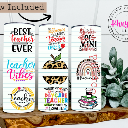 Best Teacher Ever Personalized 20oz Tumbler with Straw