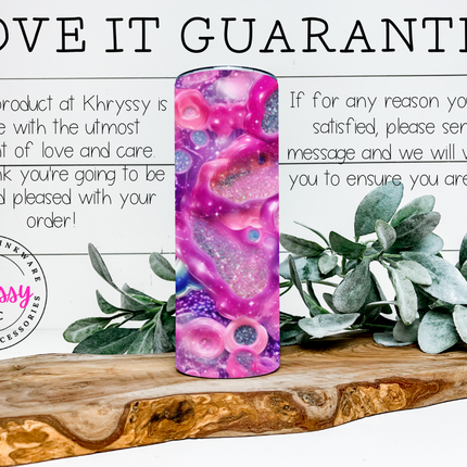 Gorgeous Fusion Pink and Purple Agate-Inspired 20oz Tumbler with Straw