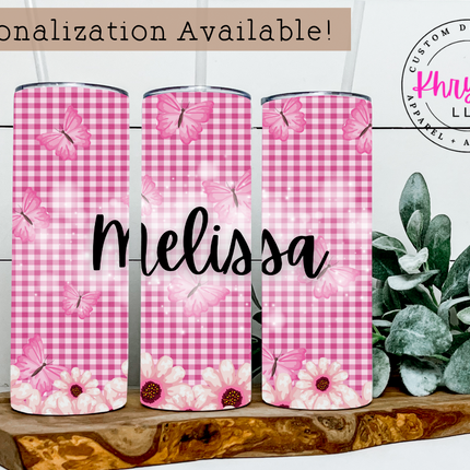 Pink Daisy Picnic 20oz Tumbler with Straw