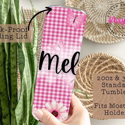 Pink Daisy Picnic 20oz Tumbler with Straw
