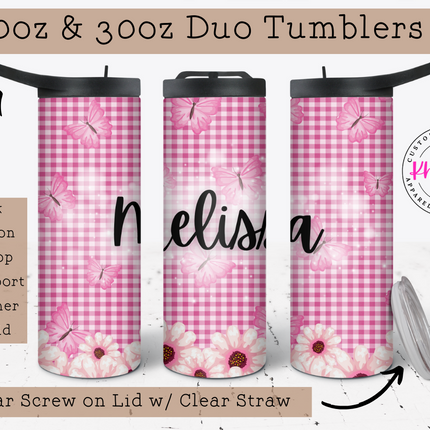 Pink Daisy Picnic 20oz Tumbler with Straw
