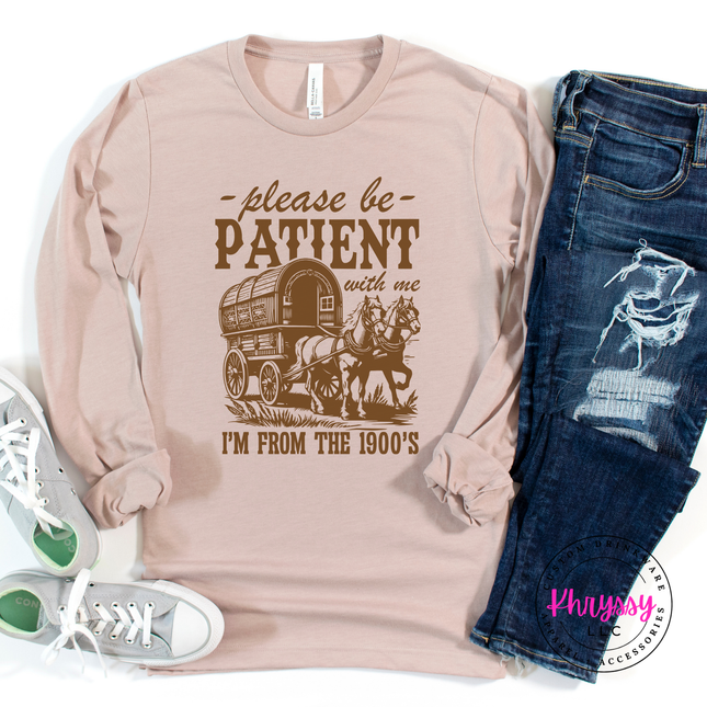 Bella Canvas fitted generational humor long sleeve with vintage wagon design