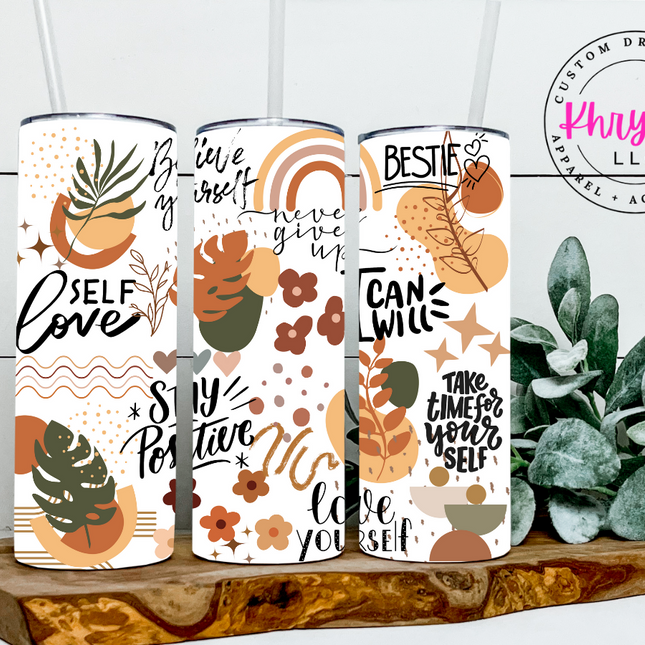 Boho Positive Affirmation 20oz Tumbler with Straw