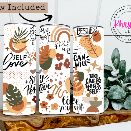 Boho Positive Affirmation 20oz Tumbler with Straw