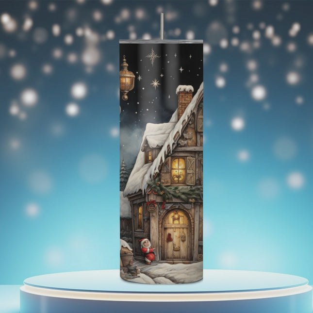 Santa's Winter Wonderland Cottage 20oz Tumbler with Straw