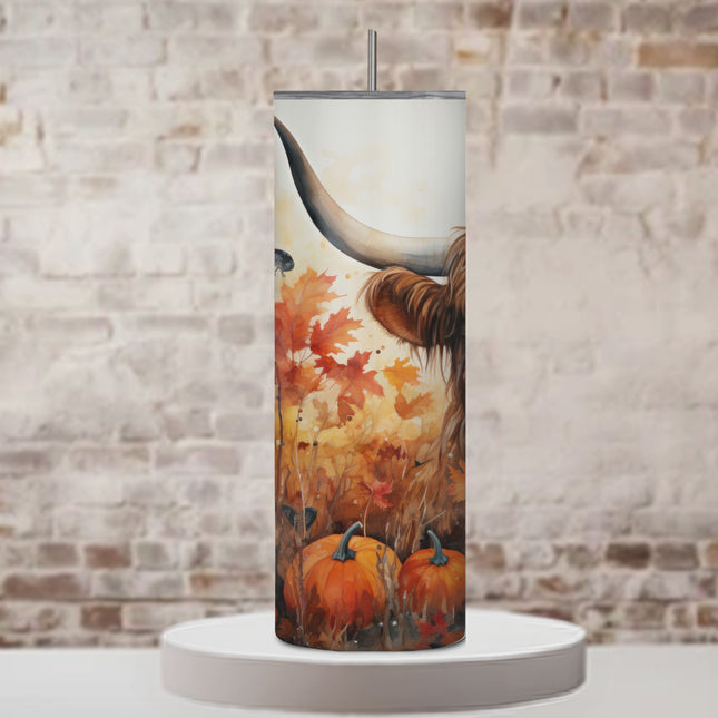 Harvest Haven Highland Cow 20oz Fall Tumbler with Straw