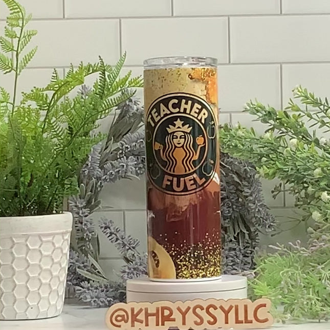 Teacher Fuel Custom 20oz Tumbler with Straw