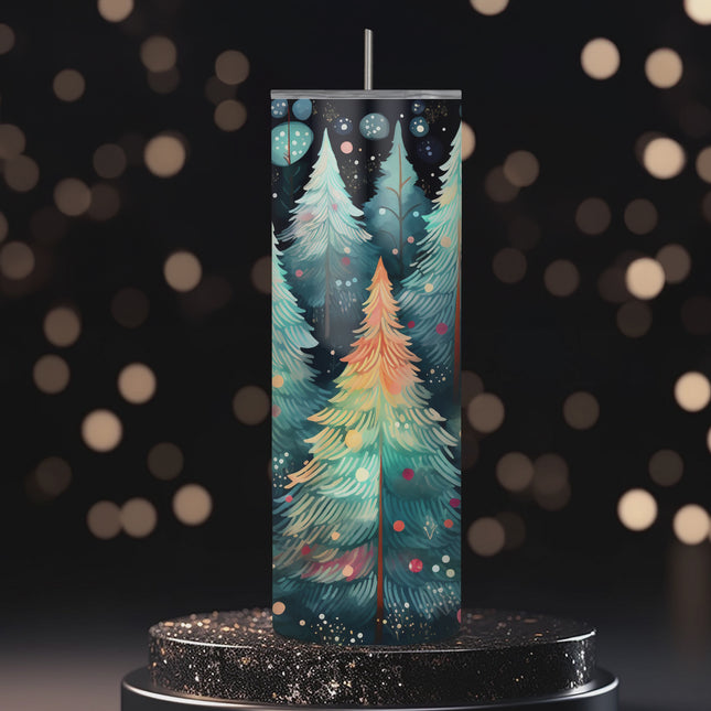 Enchanted Forest Vibrant Christmas Tree 20oz Tumbler with Straw