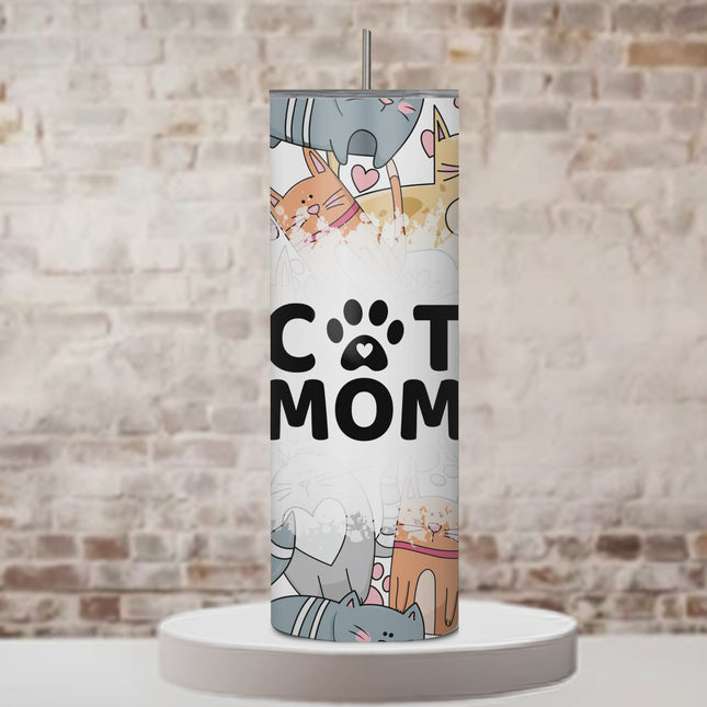 Pawsome Cat Mom 20oz Tumbler with Straw