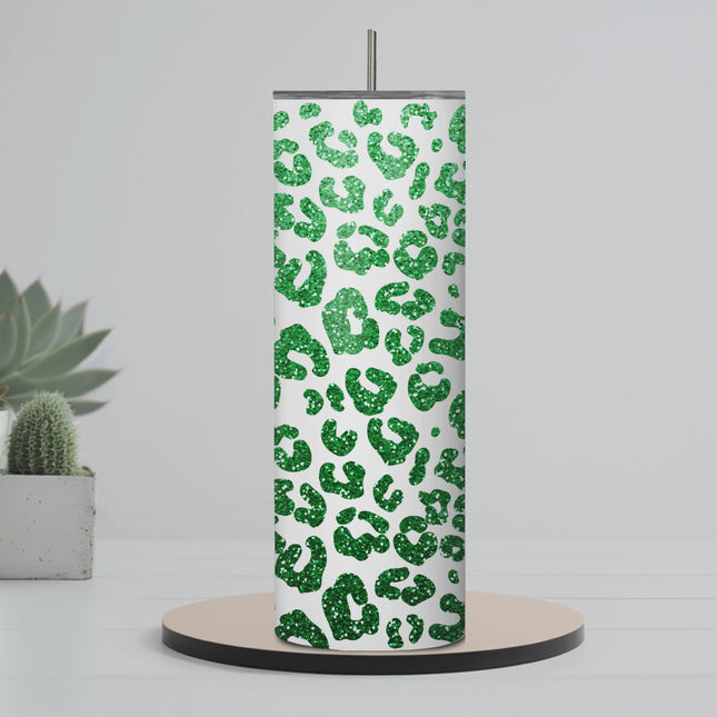 Sparkling Shamrocks Faux Glitter St. Patrick's Day 20oz Tumbler with Straw