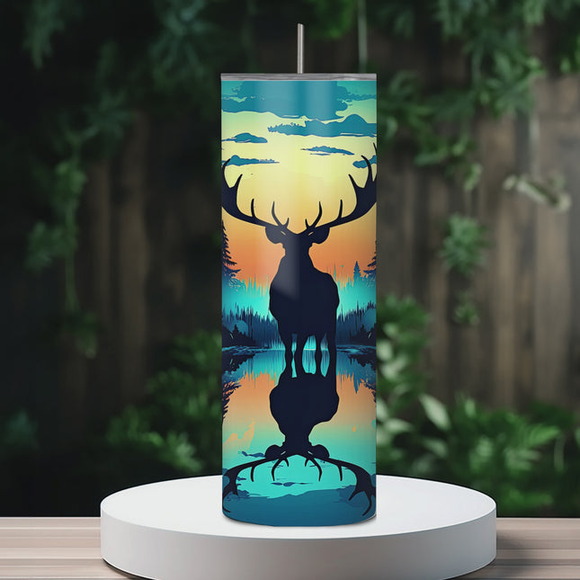 Silent Majesty Elk Shadow 20oz Tumbler with Straw