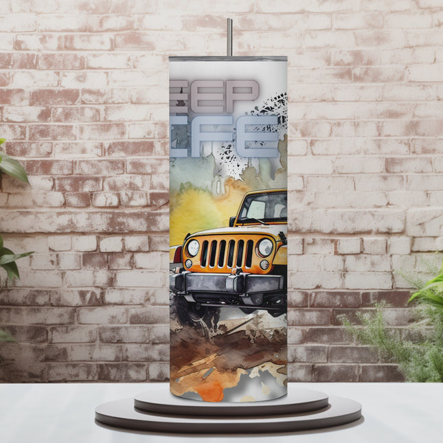 Adventure Enthusiast Yellow 20oz Tumbler with Straw