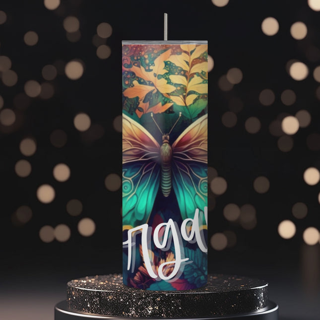 Mystic Wings Dark Butterfly 20oz Tumbler with Straw