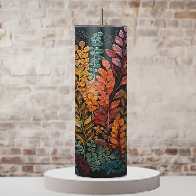 Autumn Elegance Fall Leaf 20oz Tumbler with Straw