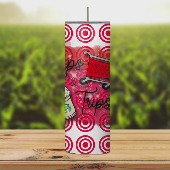 Sips & Trips Custom Personalized 20oz Tumbler with Straw