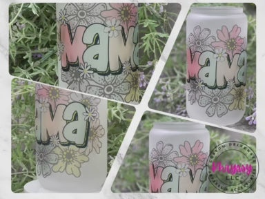 Mama Frosted 16oz Libbey Glass with Glass Straw