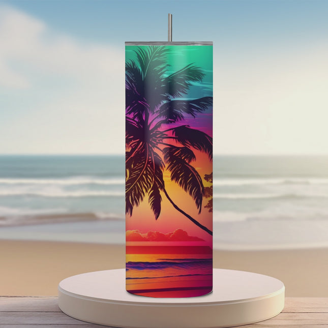Twilight Glow Beach Sunset 20oz Tumbler with Straw