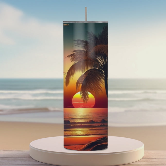 Beach Sunset Paradise 20oz Tumbler with Straw