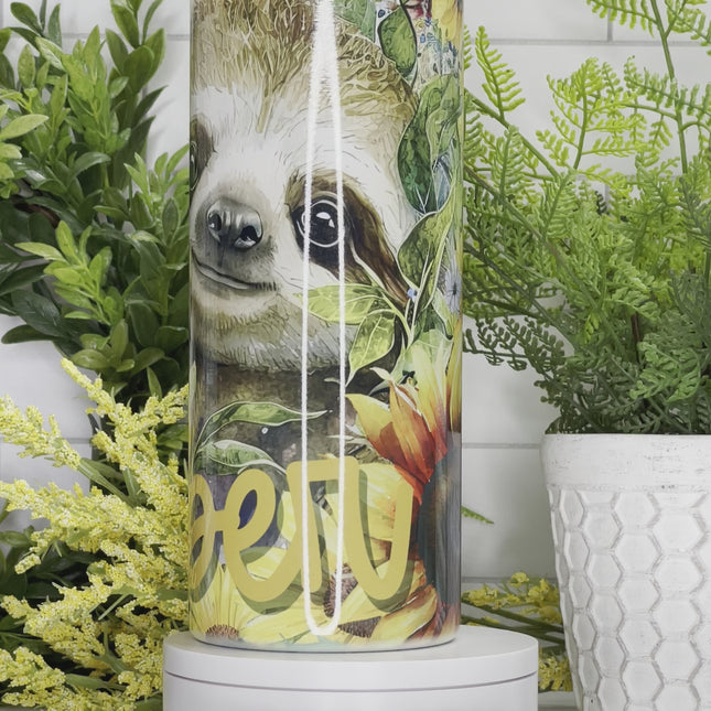 Cute Sloth Surrounded by Sunflowers 20oz Tumbler with Straw