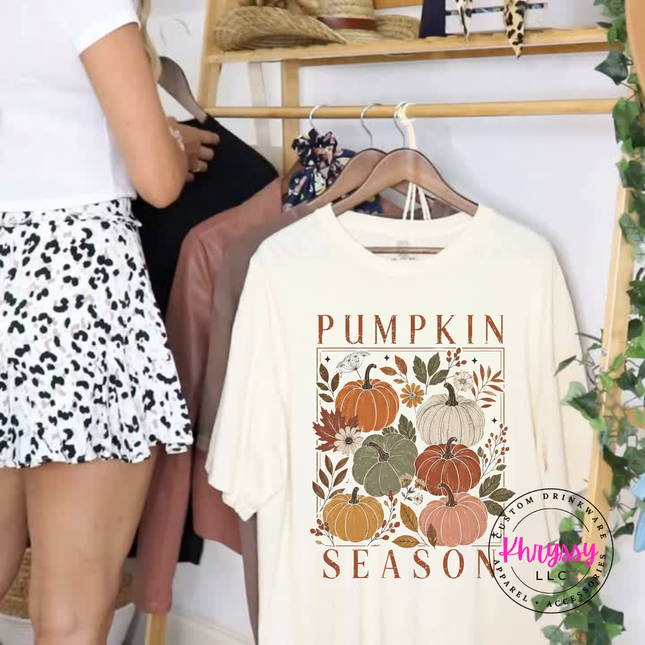 Pumpkin Season Floral Block Graphic Tee