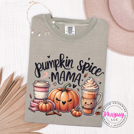 Sandstone tee with the pumpkin spice mama latte and pumpkin graphic