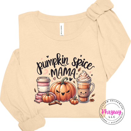 Soft Cream long sleeve with a warm pumpkin spice design.