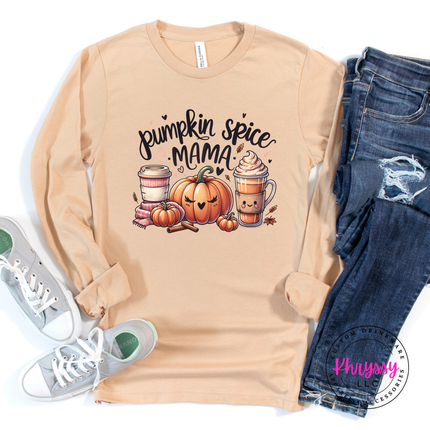 sand Dune long sleeve tee with the pumpkin spice mama fall design
