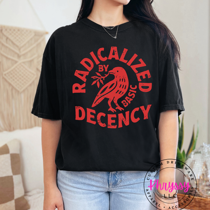 Radicalized Decency Graphic Sweatshirt | Unisex Trendy White Sweatshirt | Gift for Activists