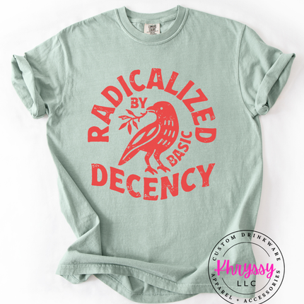 Radicalized Decency Graphic Sweatshirt | Unisex Trendy White Sweatshirt | Gift for Activists