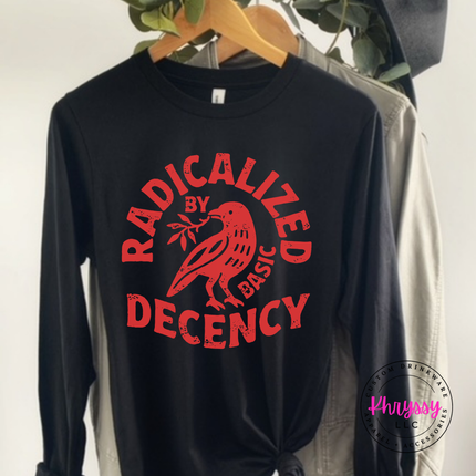 smooth lightweight bold statement long sleeve with red raven radicalized graphic