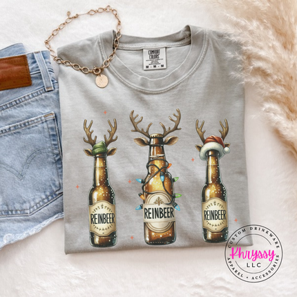 Granite tee showing antlered beer bottles with twinkle lights.