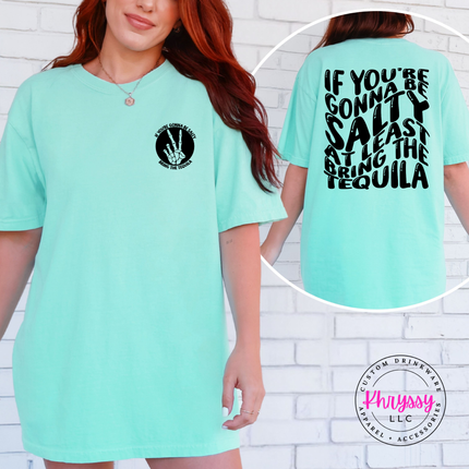 Bring The Tequila Funny Salty Retro Back Print Tee