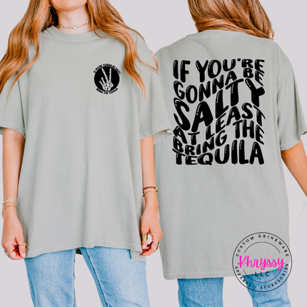 Bring The Tequila Funny Salty Retro Back Print Tee