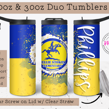 Custom School Spirit 20/30oz Tumbler with Straw