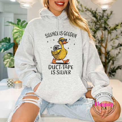 Substantial humor graphic pullover hoodie with sarcastic duck design
