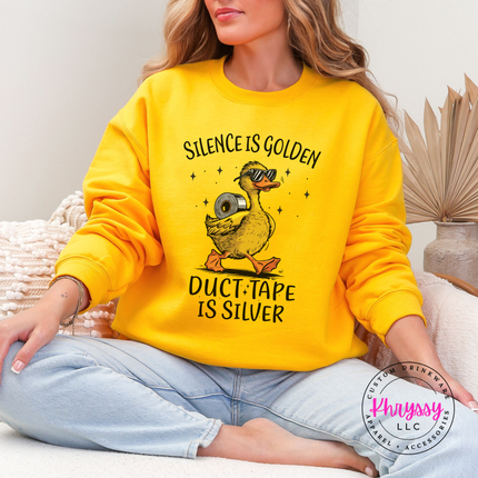 Cozy Gildan sarcastic crewneck with sunglasses duck and humor script graphic