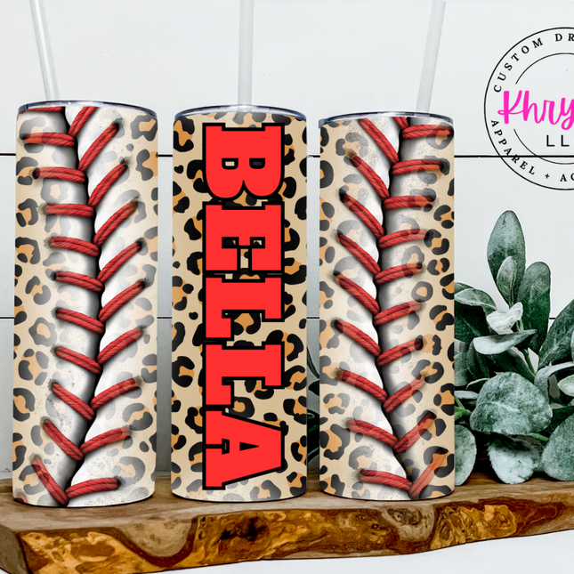 Roaring Baseball Spirit 20oz Personalized Tumbler with Straw