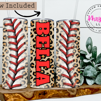 Roaring Baseball Spirit 20oz Personalized Tumbler with Straw