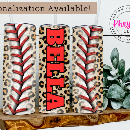 Roaring Baseball Spirit 20oz Personalized Tumbler with Straw