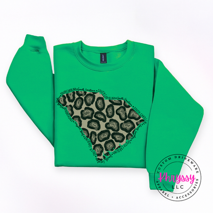 South Carolina Leopard Crewneck Sweatshirt Cozy SC Pride Gift