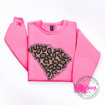 South Carolina Leopard Crewneck Sweatshirt Cozy SC Pride Gift