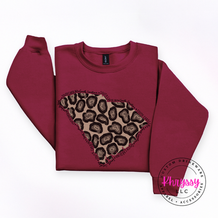 South Carolina Leopard Crewneck Sweatshirt Cozy SC Pride Gift