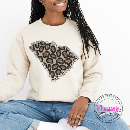 South Carolina Leopard Crewneck Sweatshirt Cozy SC Pride Gift