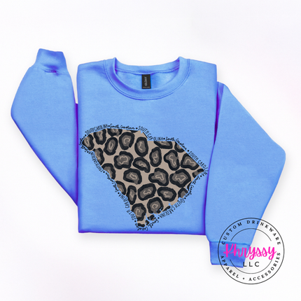 South Carolina Leopard Crewneck Sweatshirt Cozy SC Pride Gift